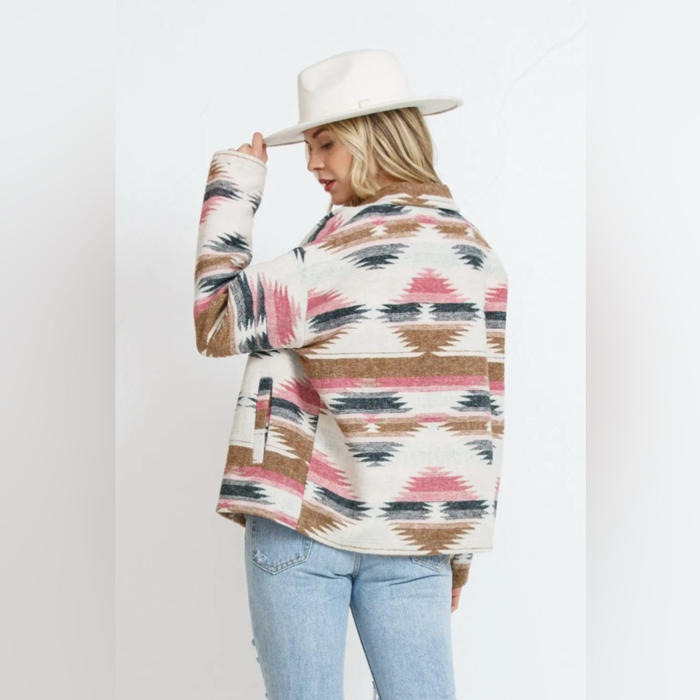 Blue B Aztec Southwestern Style‎ Button Up Shirt Jacket Small - Picture 3 of 14